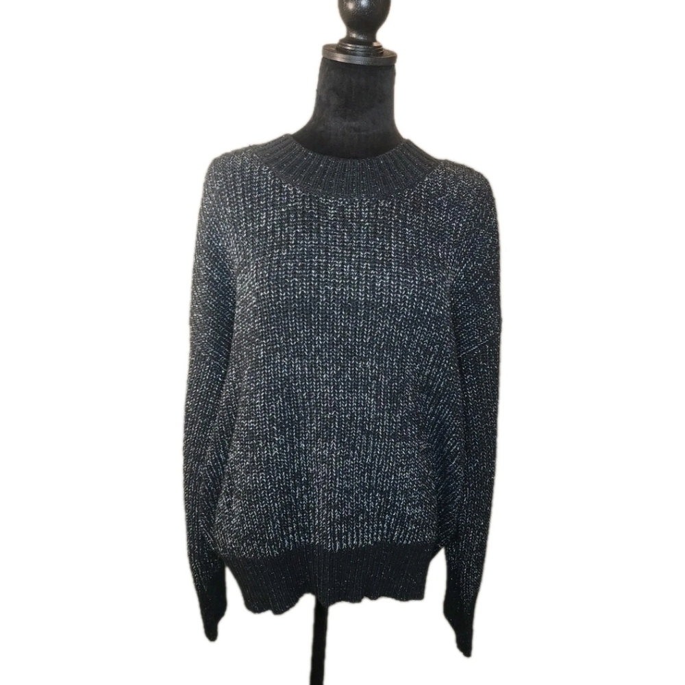 NWT Sanctuary Sweater Black/Silver Marled Women’s Large Chunky Knit Casual Blend